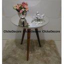 Ver imagem 3 de Mesa de canto tampo 50 cm Lateral Apoio Redonda Tampo MDF com Espelho Pe Palito Tripe Alt 70 Cm - OF