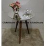Mesa de canto tampo 50 cm Lateral Apoio Redonda Tampo MDF com Espelho Pe Palito Tripe Alt 70 Cm - OF - 3
