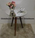 Ver imagem 3 de Mesa de canto tampo 50 cm Lateral Apoio Redonda Tampo MDF com Espelho Pe Palito Tripe Alt 70 Cm - OF