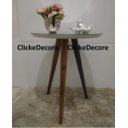 Ver imagem 2 de Mesa de canto tampo 50 cm Lateral Apoio Redonda Tampo MDF com Espelho Pe Palito Tripe Alt 70 Cm - OF