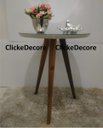 Ver imagem 2 de Mesa de canto tampo 50 cm Lateral Apoio Redonda Tampo MDF com Espelho Pe Palito Tripe Alt 70 Cm - OF
