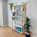 Ver imagem 5 de Estante Linea Ample 6 Prateleiras Madeira Pinus 100cm Branco e Natural Artfactory Design