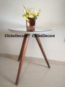Ver imagem 4 de Mesa De Canto tampo 50 cm Cor Branca Com Espelho Pé Palito - BRANCA ESPELHO / PE 70 CM