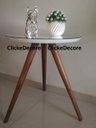 Ver imagem 2 de Mesa De Canto tampo 50 cm Cor Branca Com Espelho Pé Palito - BRANCA ESPELHO / PE 50 CM
