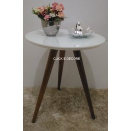 Mesa de Canto Tampo 40/45/50cm Branca Vidro Pés 70cm - 40cm - 4