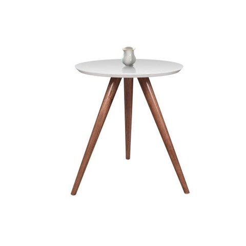 Mesa de Canto Tampo 40/45/50cm Branca Vidro Pés 70cm - 40cm