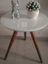 Ver imagem 3 de Mesa de Canto Tampo 40/45/50cm Branca Vidro Pés 70cm - 40cm