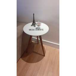 Mesa de canto tampo 60 cm várias cores e alturas - BRANCA VIDRO / PÉS 70 CM - 4