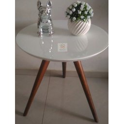 Mesa de canto tampo 60 cm várias cores e alturas - BRANCA VIDRO / PÉS 70 CM - 2