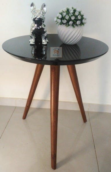 Mesa de Canto Tampo 40/45/50cm Cor Preta com Vidro Pés 70cm - 40cm - 3