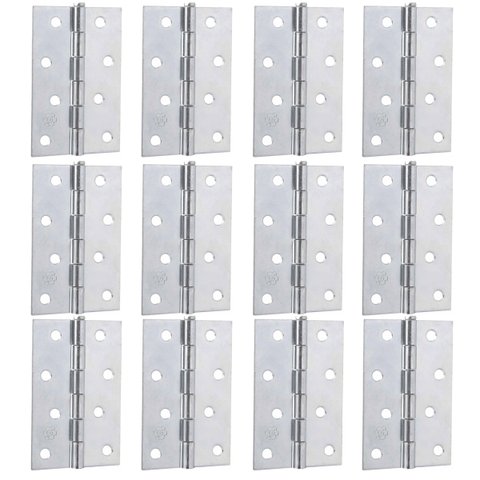 Kit 12 Dobradiças Silvana em Aço Zincado para Portas Janelas 4"