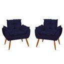 Ver imagem 1 de Kit 02 Cadeiras Poltronas Opala Suede Black Cor:azul Marinho