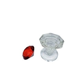 Castiçal para apoio de pedra diamante cristal decoração unha 9x5cm - 3