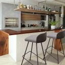 Ver imagem 4 de Kit 2 Banqueta Luxo Alta Nobre - Estrutura em Aço na Cor Preta - Estofado em Linho com Composê no Co
