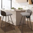 Ver imagem 1 de Kit 2 Banqueta Luxo Alta Nobre - Estrutura em Aço na Cor Preta - Estofado em Linho com Composê no Co