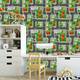 Papel de Parede Adesivo Cidade e Pista de Carrinhos 3m - 4