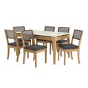 Ver imagem 5 de Mesa Cozinha Mira Premium Madeira Maciça C/ Tampo Madeirado C/ Vidro 160x90cm e 6 Cadeiras Lola