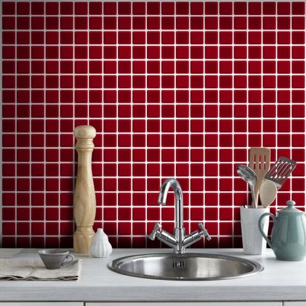 Black November - Papel de Parede Pastilha para Cozinha 3D Vermelho - 0,58 x 3,00m - 1