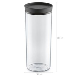 Pote Hermético De Plástico Porta Mantimentos 2,5L Transparente Com Tampa Preta UZ - 9