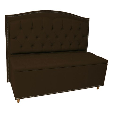 Kit Cabeceira e Calçadeira com Baú 140 Cm Casal Diana Suede Marrom - Fina Mobília