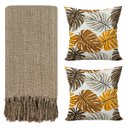 Ver imagem 1 de Kit 1 Manta para Sofá 2,40 X 1,80 + 2 Capas de Almofada Cor:caramelo-marrom