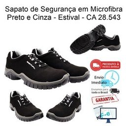 Sapato de Segurança em Microfibra Preto e Cinza Estival - 44 - 10