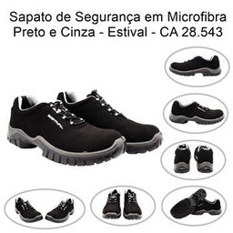 Sapato de Segurança em Microfibra Preto e Cinza Estival - 44 - 9