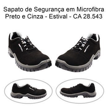 Sapato de Segurança em Microfibra Preto e Cinza Estival - 38 - 7