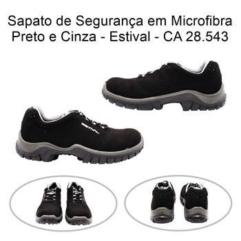 Sapato de Segurança em Microfibra Preto e Cinza Estival - 38 - 6