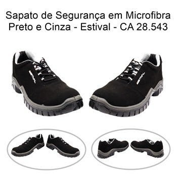 Sapato de Segurança em Microfibra Preto e Cinza Estival - 38 - 5