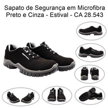 Sapato de Segurança em Microfibra Preto e Cinza Estival - 38 - 9