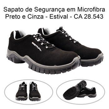 Sapato de Segurança em Microfibra Preto e Cinza Estival - 38 - 4