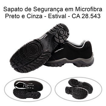 Sapato de Segurança em Microfibra Preto e Cinza Estival - 38 - 8
