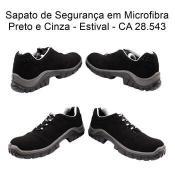 Sapato de Segurança em Microfibra Preto e Cinza Estival - 38 - 3
