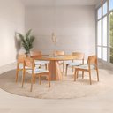 Ver imagem 2 de Mesa de Jantar Allure Vidro Centro com 6 Cadeiras Valença Linho Off White 130x130