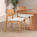 Ver imagem 3 de Mesa de Jantar Allure Vidro Centro com 6 Cadeiras Valença Linho Off White 130x130