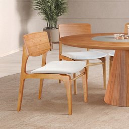 Mesa de Jantar Allure Vidro Centro com 6 Cadeiras Valença Linho Off White 130x130 - 3
