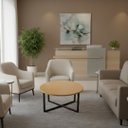 Ver imagem 2 de Mesa de Centro Redonda Atena com Base de Ferro e Tampo de Mdf