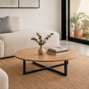 Ver imagem 2 de Mesa de Centro Decorativa Mesa de Apoio para Sala de Estar Redonda 80cm Madeira MDF