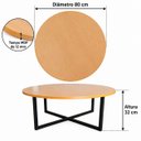 Ver imagem 3 de Mesa de Centro Decorativa Mesa de Apoio para Sala de Estar Redonda 80cm Madeira MDF
