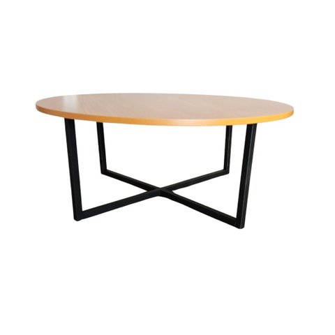 Mesa de Centro Redonda Atena com Base de Ferro e Tampo de Mdf