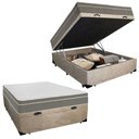 Ver imagem 1 de Cama Box Baú Casal Suede + Colchão Sereneprime Molas Ensacadas 138x188x69 Bege