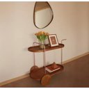 Ver imagem 1 de Carrinho Bar Adega Prateleiras Laminada Base Aço Rose Gold