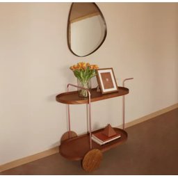 Carrinho Bar Adega Prateleiras Laminada Base Aço Rose Gold - 1