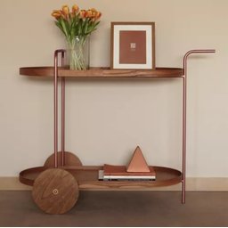 Carrinho Bar Adega Prateleiras Laminada Base Aço Rose Gold - 3