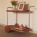 Ver imagem 2 de Carrinho Bar Adega Prateleiras Laminada Base Aço Rose Gold