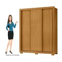 Ver imagem 5 de Guarda Roupa com Portas de Correr 3 Portas 2 Gavetas Saint 156cm Marrom/Carvalho Americano