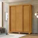 Ver imagem 1 de Guarda Roupa com Portas de Correr 3 Portas 2 Gavetas Saint 156cm Marrom/Carvalho Americano