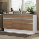 Ver imagem 1 de Balcão Gabinete de Pia Armário de Cozinha 150 cm 2 Gavetas 2 Portas (Sem Tampo e Pia) Branco/Rustic Glamy Madesa