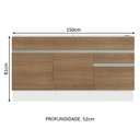 Ver imagem 4 de Balcão Gabinete de Pia Armário de Cozinha 150 cm 2 Gavetas 2 Portas (Sem Tampo e Pia) Branco/Rustic Glamy Madesa